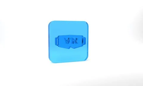 Blue Virtual reality glasses icon isolated on grey background. Stereoscopic 3d Stock Illustration