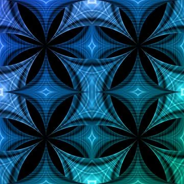 Blue virtual spectrum bright square geometric fractal shape 3d rendered art Stock Illustration