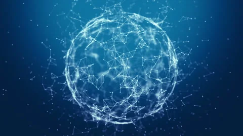 Blue virtual world network technology background video Video stock 205365426