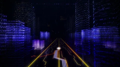 Blue Virtual world. Numerical informations. Projection of the word Technology Video stock 155907620