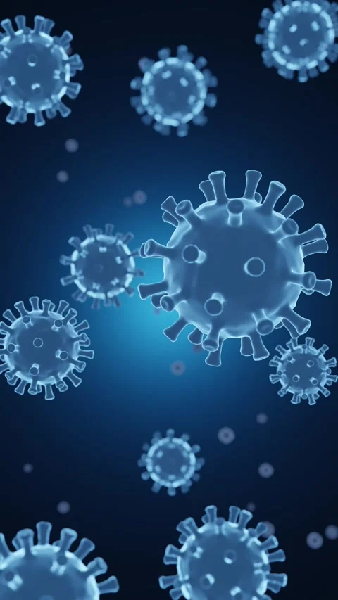 Blue Virus and Bacteria Particles Floating | Portrait 3D Animation Stock Footage 337860228