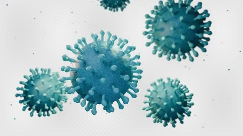 Blue Virus Particles Microscopic Close Up - Transparent 4K Loop Video stock 347595945