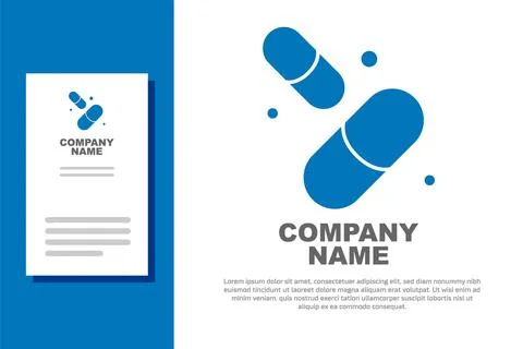 Blue Vitamin complex of pill capsule icon isolated on white background. Healthy Stock Illustration