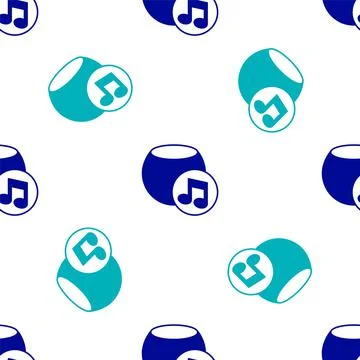 Blue Voice assistant icon isolated seamless pattern on white background. Voice Illustrazione stock