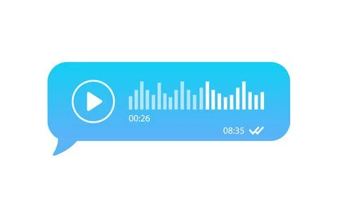 Blue voice messages bubbles on white background. Voice messaging correspondence Stock Illustration