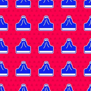 Blue Volcano icon isolated seamless pattern on red background. Vector Stock Illustration