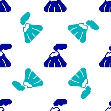 Blue Volcano icon isolated seamless pattern on white background.  Vector Illustrazione stock