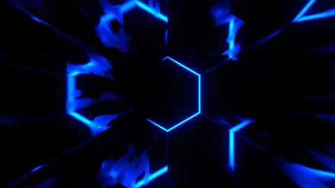 Blue Vortex Gate Neon Energy Flow Background VJ Loop in 4K Stock Footage 312804026