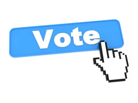 Blue Vote Button or Switch on White Background. Illustrazione stock