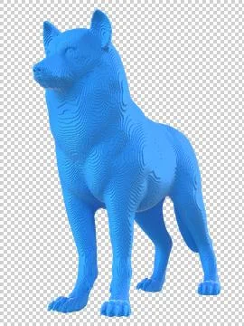Blue voxel wolf on a transparent background. Stock Illustration