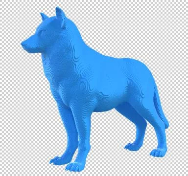 Blue voxel wolf on a transparent background. Stock Illustration