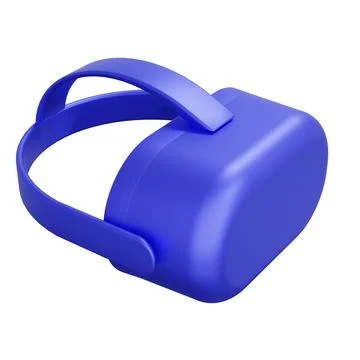 Blue VR Headset. Isolated On White Background. 3D Render. Virtual Reality. Stock Illustration