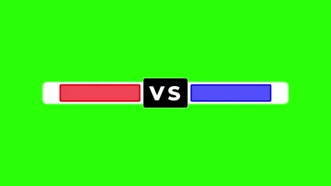 Blue vs Red Battle Frame Name Plate Animation on Green Screen Background 4K Stock Footage 336590510