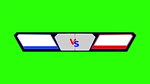 Blue vs Red Battle Frame Name Plate Animation on Green Screen Background 4K Stock Footage 336590511