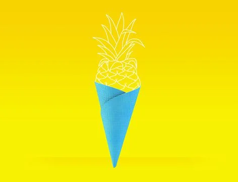 Blue waffer and pineapple Stock Illustration