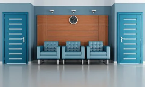 Blue waiting room Stock Illustration