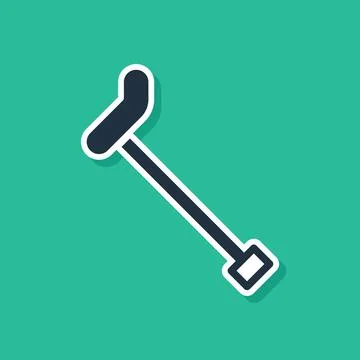 Blue Walking stick cane icon isolated on green background. Vector Illustration