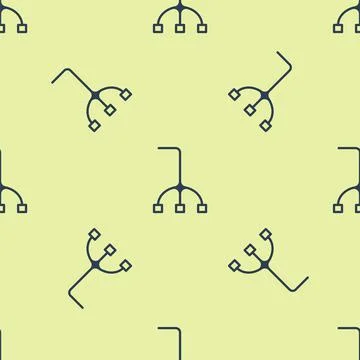 Blue Walking stick cane icon isolated seamless pattern on yellow background.  Illustration