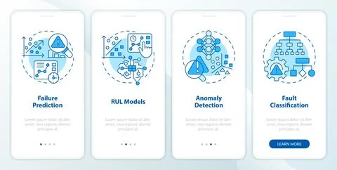 Blue walkthrough predictive maintenance with line icons Ilustración de archivo