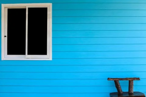 Blue wall background with window Stock Photos