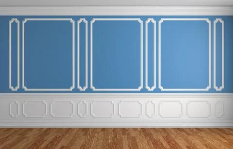 Blue wall in classic style empty room architectural background Stock Illustration