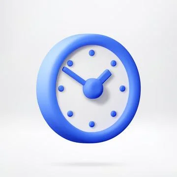 Blue wall clock 3d icon. Stock Illustration