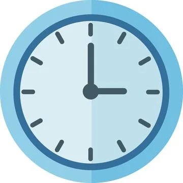 Blue wall clock flat icon illustration Stock Illustration