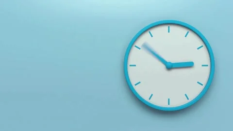 Blue wall clock with hands moving fast in timelapse Video stock 333833536