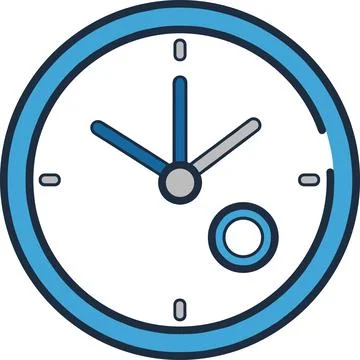 Blue Wall Clock Icon, Flat Vector Illustration of Analog Timepiece for Busi.. Stock Illustration