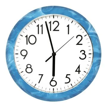 Blue wall clock. Isolated on white background. High quality photo. Stock Photos