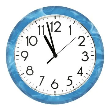 Blue wall clock. Isolated on white background. High quality photo. Stock Photos