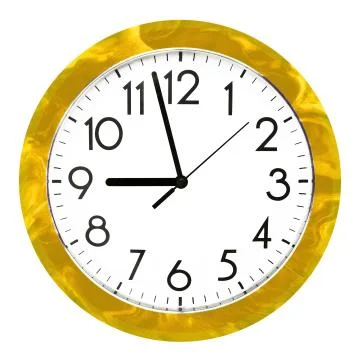 Blue wall clock. Isolated on white background. High quality photo. Stock Photos