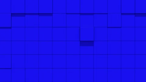 Blue Wall of cubes falls apart Stock Footage 112017674