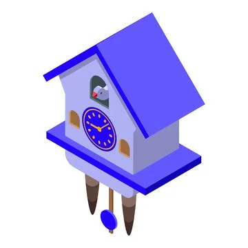 Blue wall Cuckoo Clock icon isometric vector. Bird pendulum 스톡 일러스트