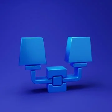Blue Wall lamp or sconce icon isolated on blue background. Wall lamp light... Stock Illustration
