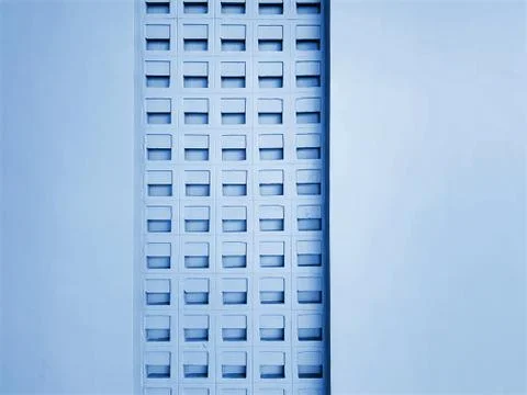 Blue Wall with Multiple Rows of Air Ventilation Holes Stock Photos