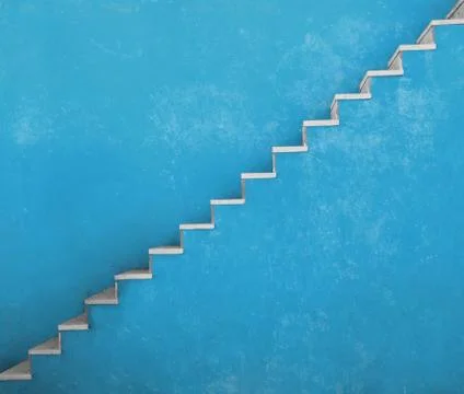 Blue wall with stairs texture background, minimalistic style for base image Stock Photos