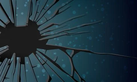 Blue wall surface with crack black hole. blank space. Stock Illustration