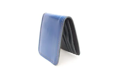 Blue Wallet leather on isolated Stock Photos