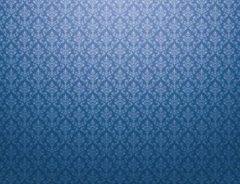 Blue wallpaper with damask pattern Stock Illustration
