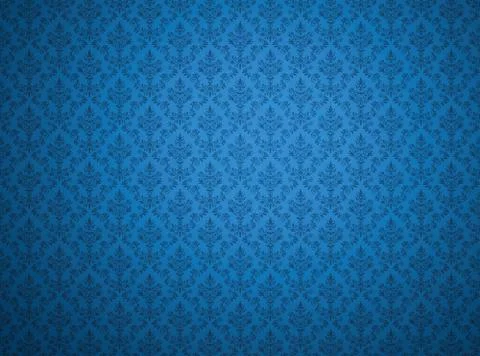 Blue wallpaper with damask pattern Stock Illustration