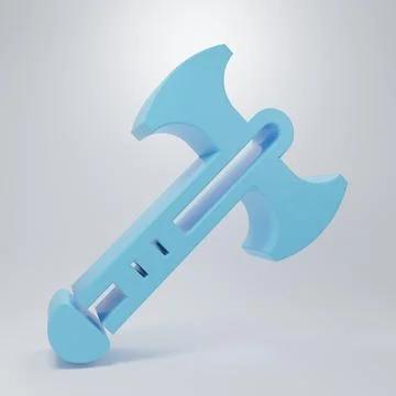 Blue War axe icon isolated on grey background. Battle axe, executioner axe... Stock Illustration