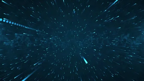 Blue Warp Speed Light Tunnel Background with Hyperspace Star Streaks Stock Footage 337841364