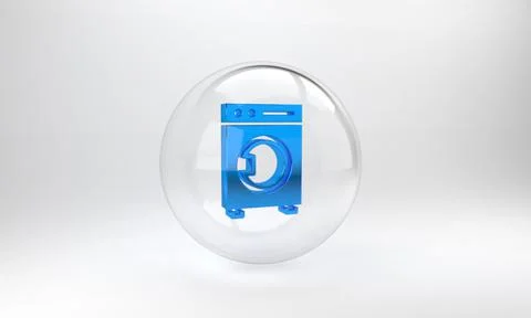 Blue Washer icon isolated on grey background. Washing machine icon. Clothes w Stock Illustration