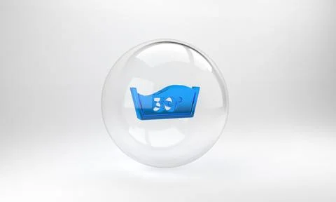 Blue Washing under 30 degrees celsius icon isolated on grey background. Tempe Stock Illustration