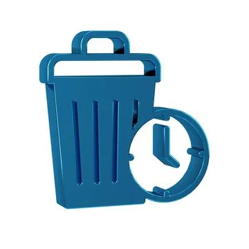 Blue Waste of time icon isolated on transparent background. Trash can. Garb.. Stock Illustration