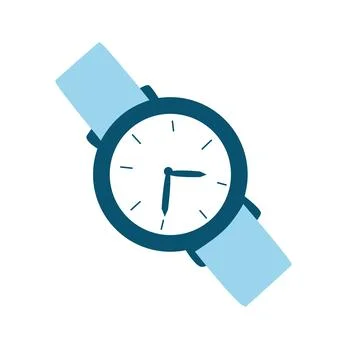 Blue watch vector icon isolated on transparent background Stock Illustration