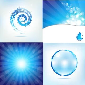 Blue water background set Stock Illustration