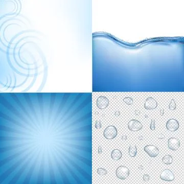 Blue Water Backgrounds Set Stock Illustration