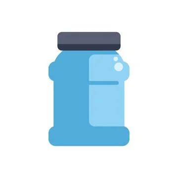 Blue water bottle with bubbles showing water level inside Stock Illustration